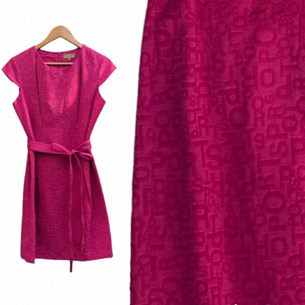 PORTS 1961 Cap Sleeve Round Neck Sheath Dress hot pink size 8